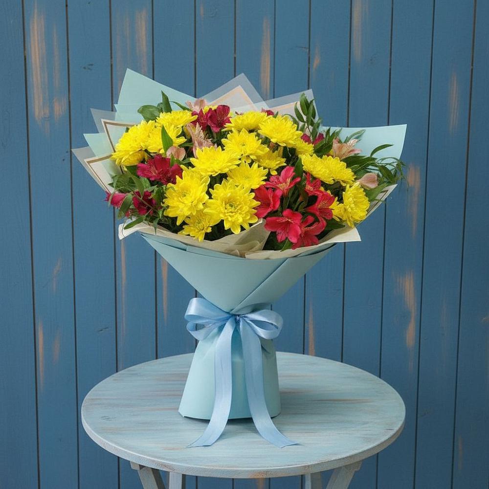 Букет цветов из: Альстромерии и Хризантемы в Некрасово