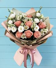 Букет цветов из:  Розы, Альстромерии и Лизиантусы в Некрасово