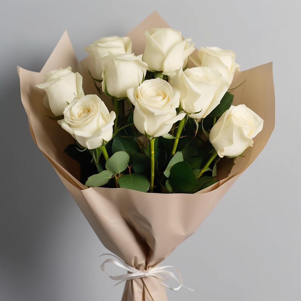 Букет 9 Белых роз Эдлесс Лав в Некрасово