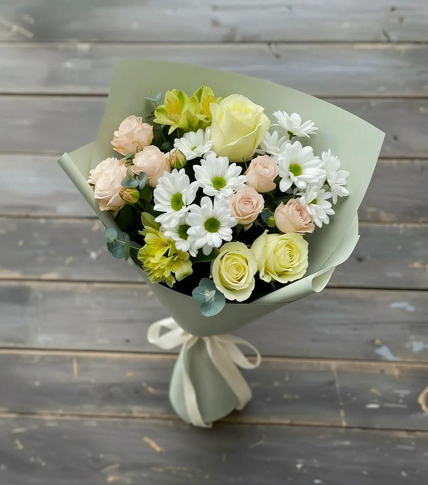 Букет цветов из: Альстромерии, Розы и Хризантемы в Некрасово
