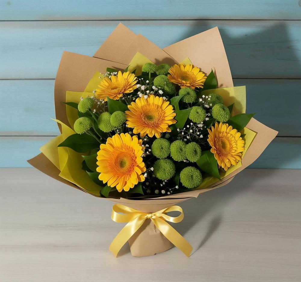 Букет цветов из: Герберы и Хризантемы в Некрасово