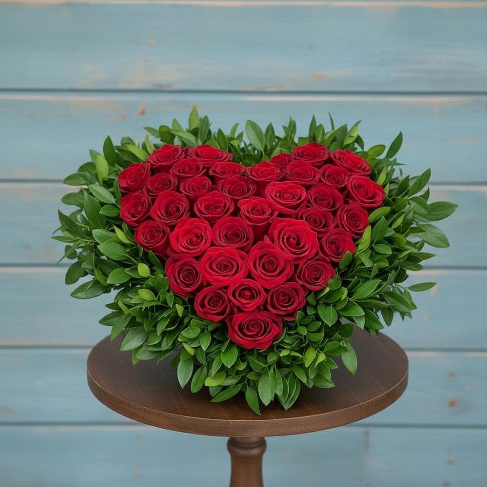 Цветочная композиция из Розы в виде сердца в Некрасово