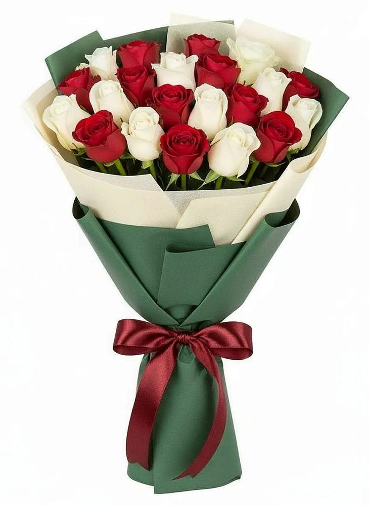 Букет Микс из красных и белых роз в Некрасово