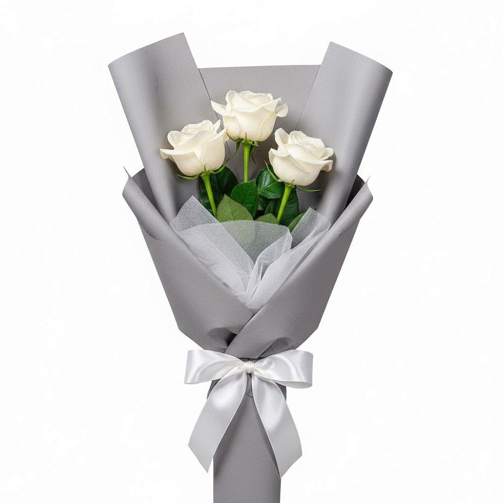 Букет 3 белые розы в Некрасово