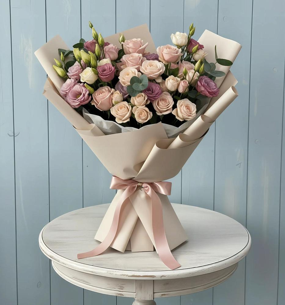 Букет цветов из: Розы и Лизиантусы в Некрасово