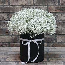 Цветочная композиция из Гипсофила в шляпной коробке в Некрасово
